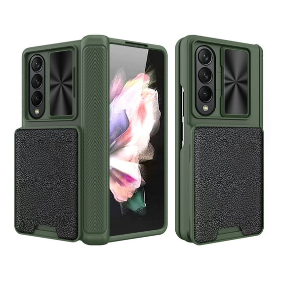 Dteck for Z Fold 4 Case, Samsung Fold 4 Case with Built-in Screen Protector, Wallet Case with Card Holder Camera Cover & Hinge Protection Phone Case for Samsung Galaxy Z Fold 4 5G 2022,Green