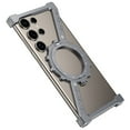 thumbnail image 1 of Dteck Z-Shape Metal Bumper Case For Samsung Galaxy S24 Ultra, Shockproof Slim Metal Bumper Frameless Case with Rotating Stand Lightweight, Gray, 1 of 6