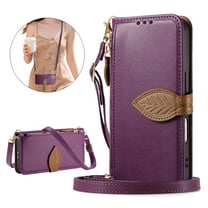 Dteck Zipper Wallet Case for Samsung Galaxy A26 5G,Magnetic Leather Card Slots Wallet Case with Shoulder Strap/Wrist Strap Shockproof Kickstand Cover,Purple