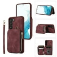 thumbnail image 1 of Dteck Zipper Wallet Case for Samsung Galaxy S23,Shockproof Leather 5 Card Slots Holder Wrist Crossbody Strap Handbag Protective Kickstand Cover for Galaxy S23,Winered, 1 of 8