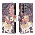 thumbnail image 1 of Dteck Zipper Wallet Case for Samsung Galaxy S24 Ultra,Magnetic Leather Pattern Card Slots Case Shockproof Rubber Kickstand Full Body Protective Bag Cover,Elephant, 1 of 7