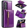 thumbnail image 1 of Dteck Zipper Wallet Case for Samsung Galaxy Z Fold 4,Premium Glitter PU Leather Case Bling Magnetic 2 in 1 Detachable Card Pocket Kickstand Shockproof Rubber Cover,Purple, 1 of 8