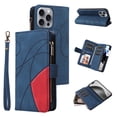 thumbnail image 1 of Dteck Zipper Wallet Case for iPhone 16 Pro Max,Magnetic Leather 9 Card Slots Wallet Case Shockproof Kickstand Full Body Protection Cover with Wrist Strap for iPhone 16 Pro Max,Blue, 1 of 7