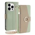 thumbnail image 1 of Dteck Zipper Wallet Case for iPhone 16 Pro Max,Magnetic Leather Card Slots Case with Hidden Mirror Shockproof Kickstand Flip Cover with Crossbody Shoulder Strap,Green, 1 of 8