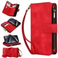 thumbnail image 1 of Dteck Zipper Wallet Crossbody Bag Case for iPhone 11 Pro Max,Luxuy Leather RFID Blocking Case Large Wallet Capacity Card Slots Cash Pocket Flip Kickstand Cover with Wrist/Shoulder Strap,Red, 1 of 9