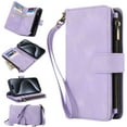 thumbnail image 1 of Dteck Zipper Wallet Crossbody Bag Case for iPhone 13 Pro Max,Luxuy Leather RFID Blocking Case Large Wallet Capacity Card Slots Cash Pocket Flip Kickstand Cover with Wrist/Shoulder Strap,Purple, 1 of 9