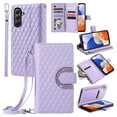thumbnail image 1 of Dteck Zipper Wallet Crossbody Strap Case for Samsung Galaxy A14 5G,Magnetic Leather Card Slots Cash Pocket Case Shockproof Kickstand Cover with Shoulder & Wrist Strap for Galaxy A14 5G,Purple, 1 of 7