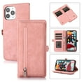 thumbnail image 1 of Dteck Zipper Wallet  iPhone 12 pro max Case,PU Leather Flip Retro Shockproof Magnetic Stand Case Cover for iPhone 12 pro max 6.7 inch,Rosegold, 1 of 9