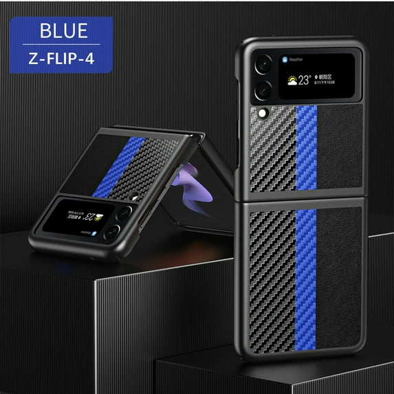 Dteck case for Samsung Galaxy Z Flip 4,Shockproof Carbon Fiber Pattern Hard PC Case Slim Lightweight Cover for Galaxy Z Flip4 5G,Royalblue