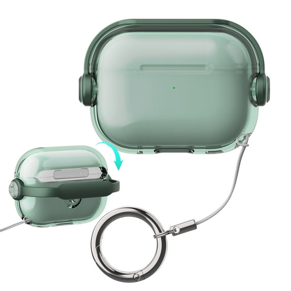 Dteck for AirPods 4th Gen Case with Secure Lock & Keychain, Music Headset Earphone Protective Case Cover Compatible with Airpods 4 (2024),Green