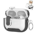 thumbnail image 1 of Dteck for Airpods Pro 2nd Generation Case with Safety Lock & Phone Stand, Auto-Open Clear Cover with Keychain,Gray, 1 of 8