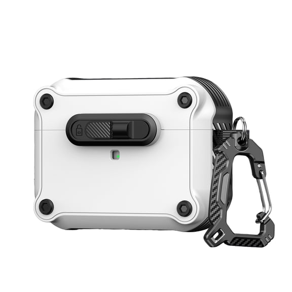 Dteck for Airpods Pro 3rd Gen (2025) Case with Secure Lock Clip, Full Body Shockproof Protection Hard Shell with Carabiner for Women Men,White