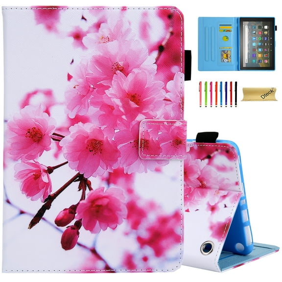 Dteck for Fire Max 11 Tablet Case - Cute PU Leather Folio Stand Cover with Credit Card Slots for Amazon Fire Max 11 13th Generation 2023,Cherry