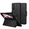 thumbnail image 1 of Dteck for Galaxy Z Fold 5 5G 2023 Case, Shockproof Retro Luxury PU Leather Flip Folio Kickstand Ultra Slim Hard Rugged Case Cover, Black, 1 of 6
