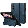 thumbnail image 1 of Dteck for Galaxy Z Fold 5 5G 2023 Case, Shockproof Retro Luxury PU Leather Flip Folio Kickstand Ultra Slim Hard Rugged Case Cover, Darkblue, 1 of 6