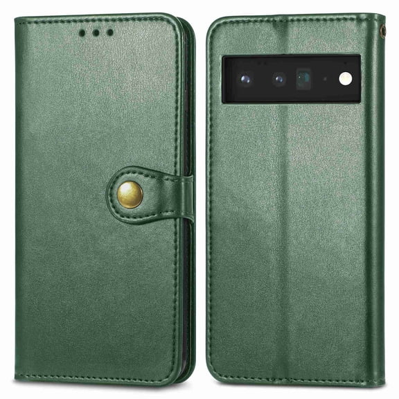 Dteck for Google Pixel 6 Pro Case, Magnetic Premium PU Leather Flip Folio Wallet with Card Slot Stand Cover, green