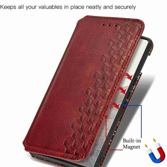 Dteck for Google Pixel 6 Pro Case, Premium PU Leather Flip Folio Wallet Shockproof Case with Card Slot Magnetic Closure Cover, red
