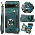 thumbnail image 1 of Dteck for Google Pixel 6a Case Wallet with Card Holder,Ring Stand,Wrist Strap,RFID-Blocking PU Leather Protective Magnetic Flip Cover, Green, 1 of 10