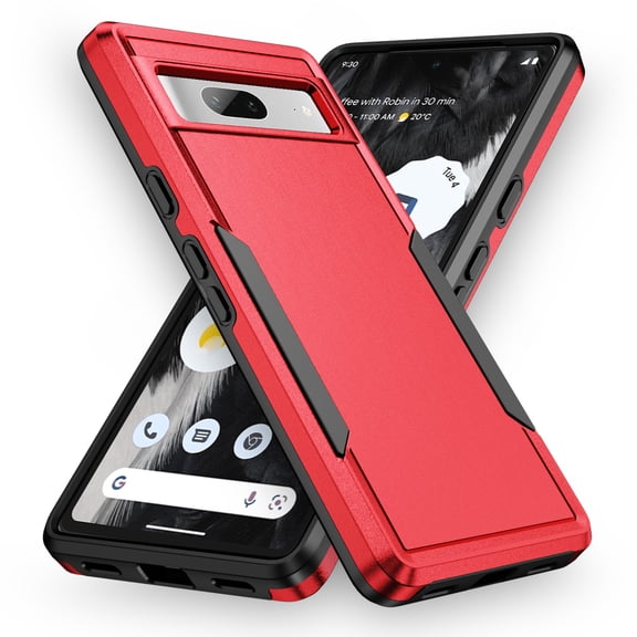 Dteck for Google Pixel 8 Case Military Grade Drop Protection Shockproof Anti-Scratch Hard Back Protective Slim Phone Case for Pixel 8 6.2",Red+Black