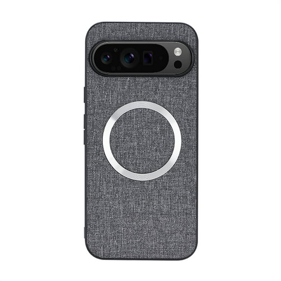 Dteck for Google Pixel 9 Pro XL Case, Compatible with MagSafe, Pixel 9 Pro XL Slim Fabric Back Soft TPU Bumper Hybrid Cover,Gray