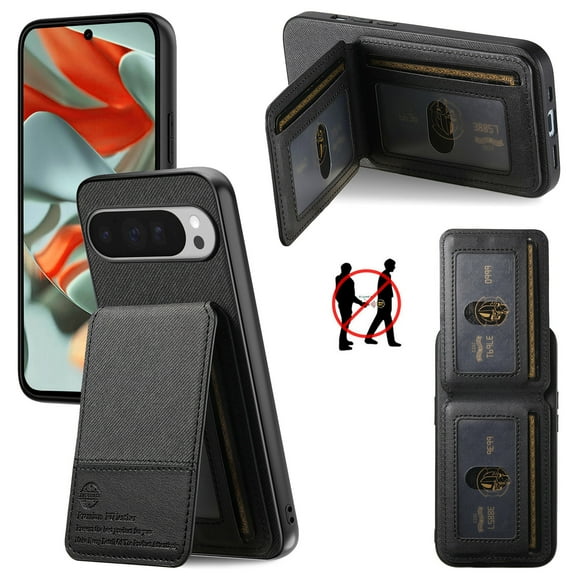 Dteck for Google Pixel 9 Pro XL Case Wallet with Card Holder, RFID Blocking Credit Slots Kickstand Shockproof Phone Cover for Women Men,Black
