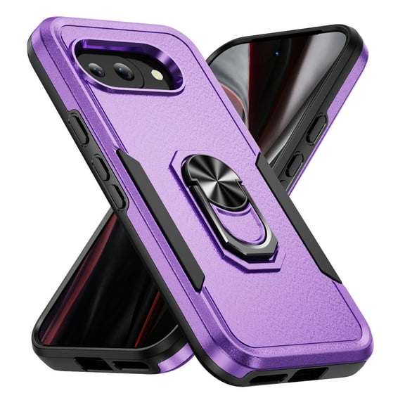 Dteck for Google Pixel 9A Case with Kickstand Armor Magnetic Ring Rugged Protective Military Grade Shockproof Case Cover for Google Pixel 9A,Purple