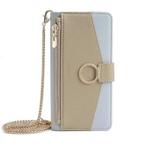 Dteck Wallet Case for Moto G 5G (2025), Crossbody PU Leather Phone Case with Card Holder, Zipper Purse & Metal Chain Strap for Women,Blue