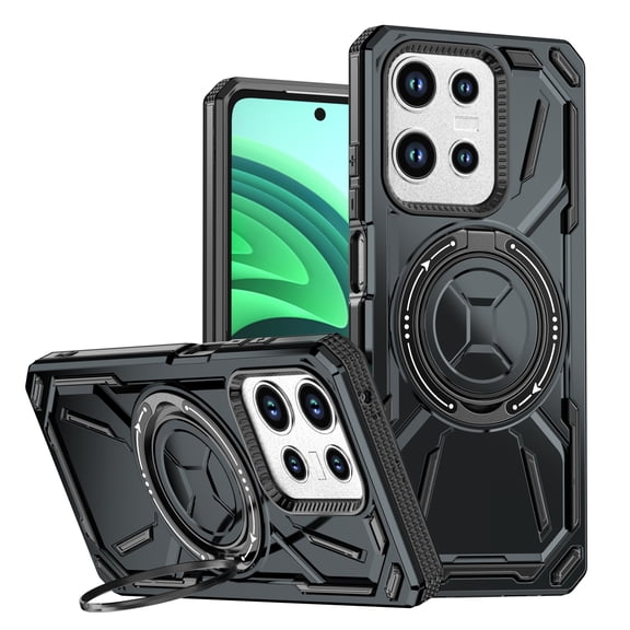 Dteck for Motorola Moto G 5G 2025 Case, Compatible with MagSafe, Rotated Kickstand Shockproof Protective Phone Cover,Black