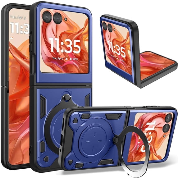 Dteck for Motorola Razr 2025 Case, Metal Stand Ring Holder Heavy Duty Bumper Magnetic Shockproof Cases Cover for Motorola Razr 2025/ Razr 60,Blue
