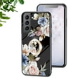 thumbnail image 1 of Dteck for Samaung Galaxy S21 Case 6.2" 2021, TPU Flexible Border with Ring Kickstand and Glass Protector Case for Samaung Galaxy S21 Girls and Women, Black Flowers, 1 of 10