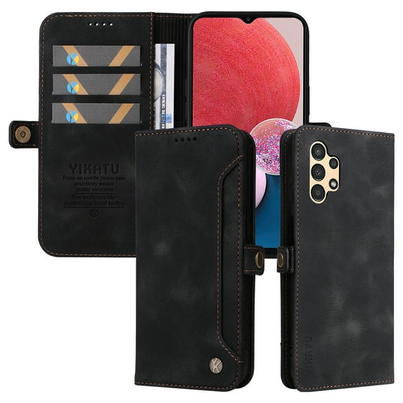 Dteck for Samsung Galaxy A13 5G Wallet Case with RFID Blocking Credit Card Holder, Flip Folio Book PU Leather Phone Shockproof Cover Women Men, Black