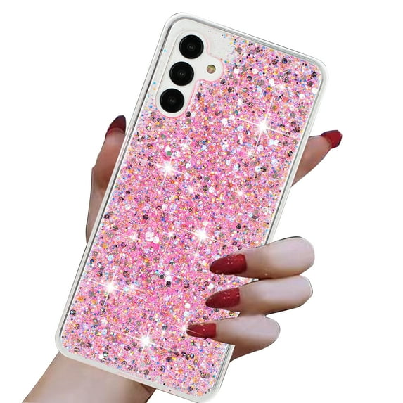 Dteck for Samsung Galaxy A35 Case, Samsung A35 5G Phone Case, Glitter Sparkle Bling Case for Galaxy A35 5G, Slim Protective Phone Cover,Pink