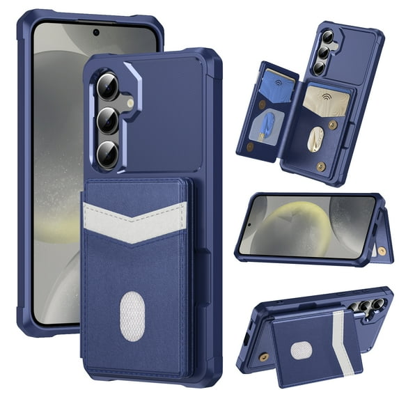 Dteck for Samsung Galaxy A35 Wallet Case with Card Holder, RFID Blocking Credit Slots Kickstand Shockproof Phone Cover for Women Men,Blue