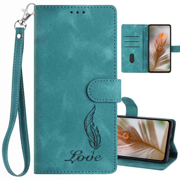 Dteck for Samsung Galaxy A36 5G Wallet Case with Wrist Strap, Matte PU Leather Flip Folio Phone Case,Green