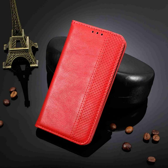 Dteck for Samsung Galaxy A53 5G 6.5 inch Wallet Card Case Flip Folio Soft TPU Cover Kickstand Ultra Slim Strong Magnetic Closure Stand Cover, Red