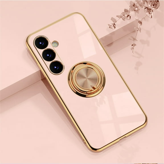 Dteck for Samsung Galaxy A54 5G Case, Military-Grade Drop Protection Shock-Absorbing Corners Flexible TPU Plating Built-in Ring Stand Cover, Pink