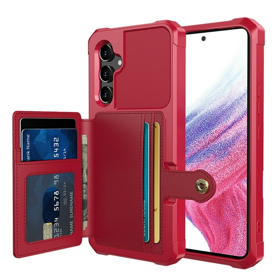 Dteck for Samsung Galaxy A54 5G Case, Samsung A54 5G Wallet Case, Hybrid Shockproof Rugged Case with Built-in Magnet Compatible Car Mount,Red