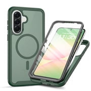 Dteck for Samsung Galaxy A57 Case with Built-in Screen Protector, Compatible with MagSafe, Shockproof Drop-Proof Rugged Phone Cover,Green