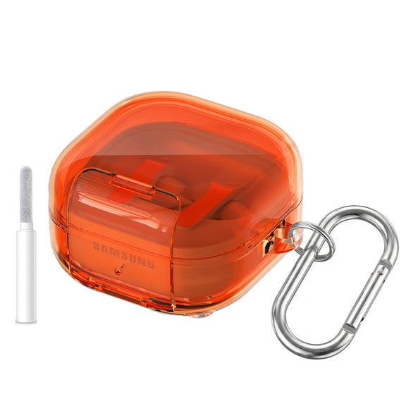 Dteck for Samsung Galaxy Buds 4 Pro Case / Galaxy Buds 4 Case with Lock Clip and Phone Stand, Comes with Hook and Cleaning Pen,Orange