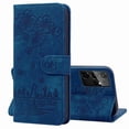 thumbnail image 1 of Dteck for Samsung Galaxy S21 Ultra Wallet Case, Floral Cat Embossed Leather Wallet Stand Flip Protective Case Cover with Card Holder,Blue, 1 of 5