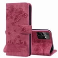 thumbnail image 1 of Dteck for Samsung Galaxy S21 Ultra Wallet Case, Floral Cat Embossed Leather Wallet Stand Flip Protective Case Cover with Card Holder,Red, 1 of 5