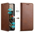 thumbnail image 1 of Dteck for Samsung Galaxy S22 Ultra Wallet Case, Folio Flip Magnetic Closure PU Leather Cover with Kickstand and Credit Card Slots,Brown, 1 of 5