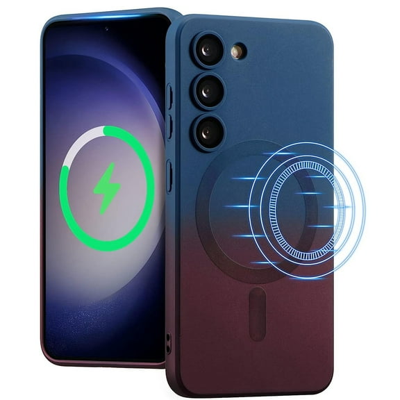 Dteck for Samsung Galaxy S23 Case Compatible with MagSafe, Gradient TPU Shockproof Non-Slip Protective Slim Cover with Camera Lens Protector,Blue Red