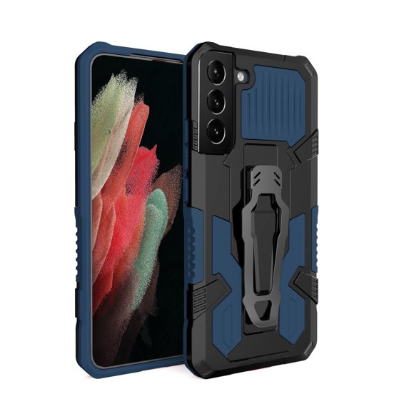 Dteck for Samsung Galaxy S23 Case with Back Clip Kickstand, Military Grade Shockproof Protective Cover Compatible Magnetic Car Mount,Blue