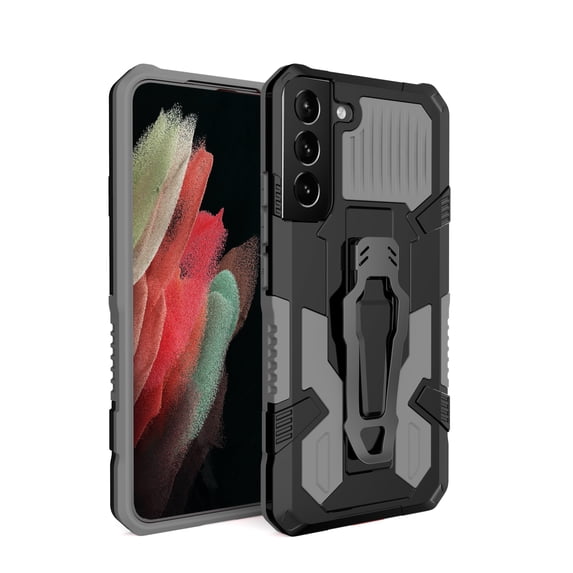 Dteck for Samsung Galaxy S23 Case with Back Clip Kickstand, Military Grade Shockproof Protective Cover Compatible Magnetic Car Mount,Gray