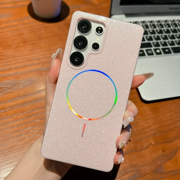 Dteck for Samsung Galaxy S23 FE, Shockproof Glitter Bling Sparkle Laser Magnetic Compatible with MagSafe Wireless Charging Slim TPU+ PC Case, Silver