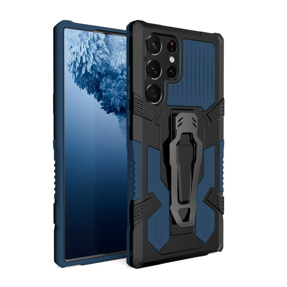 Dteck for Samsung Galaxy S23 Ultra Case with Back Clip Kickstand, Military Grade Shockproof Protective Cover Compatible Magnetic Car Mount,Blue