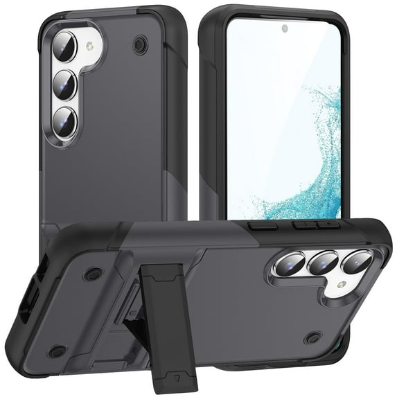 Dteck for Samsung Galaxy S23 Ultra, Military Drop Protection Shockproof Foldable Kickstand Heavy Duty Armor Phone Case, Gray