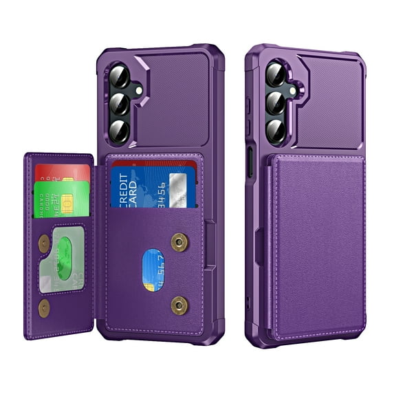 Dteck for Samsung Galaxy S24 FE Case with Card Slot, PU Leather Folio Flip RFID Blocking Protective Phone Cover with Stand for Women Men, Purple
