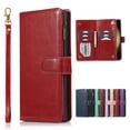 thumbnail image 1 of Dteck for Samsung Galaxy S24 FE Wallet Case, PU Leather Phone Case Women Men Kickstand Flip Cover Wrist Strap Zipper Pocket 9-Credit Card Slots,Red, 1 of 5